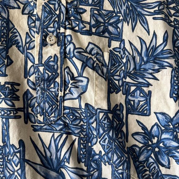 Blue Paradise Hawaiian Aloha Shirt Mens XXL Blue Floral Tropical Button Up - Picture 5 of 8
